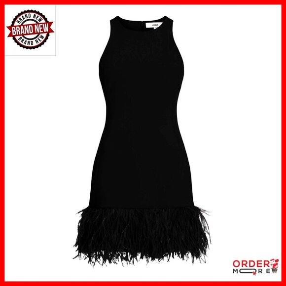 Dresses & Skirts - Feathered Trim Cami Dress for Night Out, Size M, Silky Fabric
